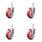 Service Caster 4 Inch Red Polyurethane Wheel Swivel 3/4 Inch Square Stem Caster Set SCC SCC-SQ20S414-PPUB-RED-34-4 - alternate 2